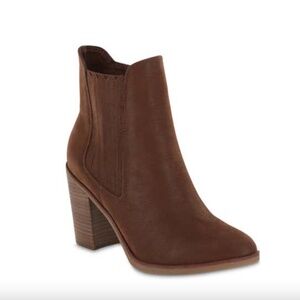 Western Side-Zip Sunset Bootie - Brown Pointed Toe Block Heel Bootie